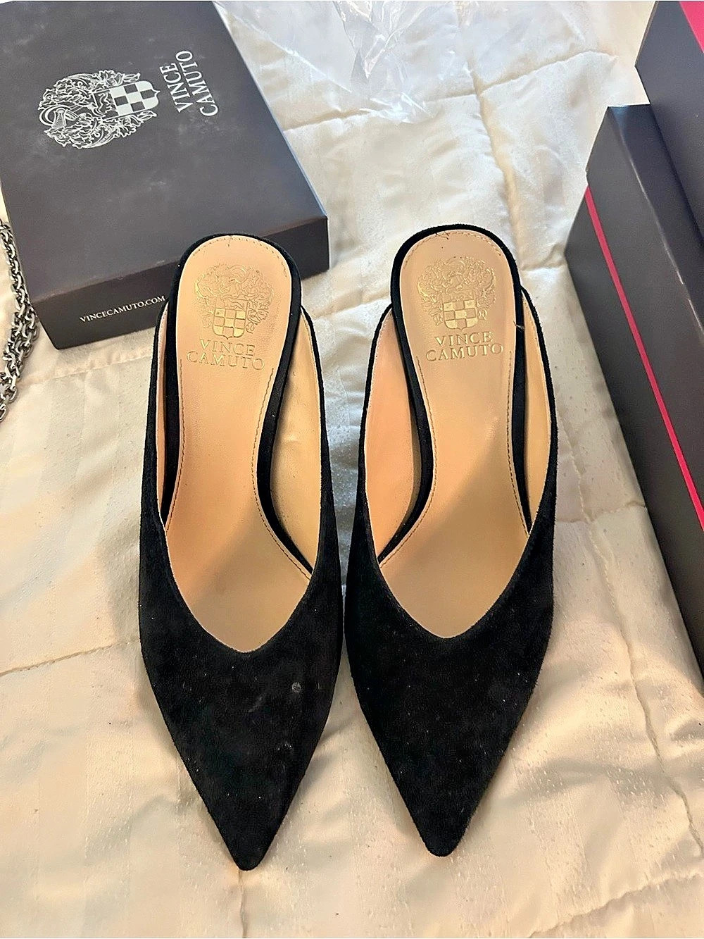 Vince Camuto Pointed Toe Slingback Heels Black US 8.5 M
